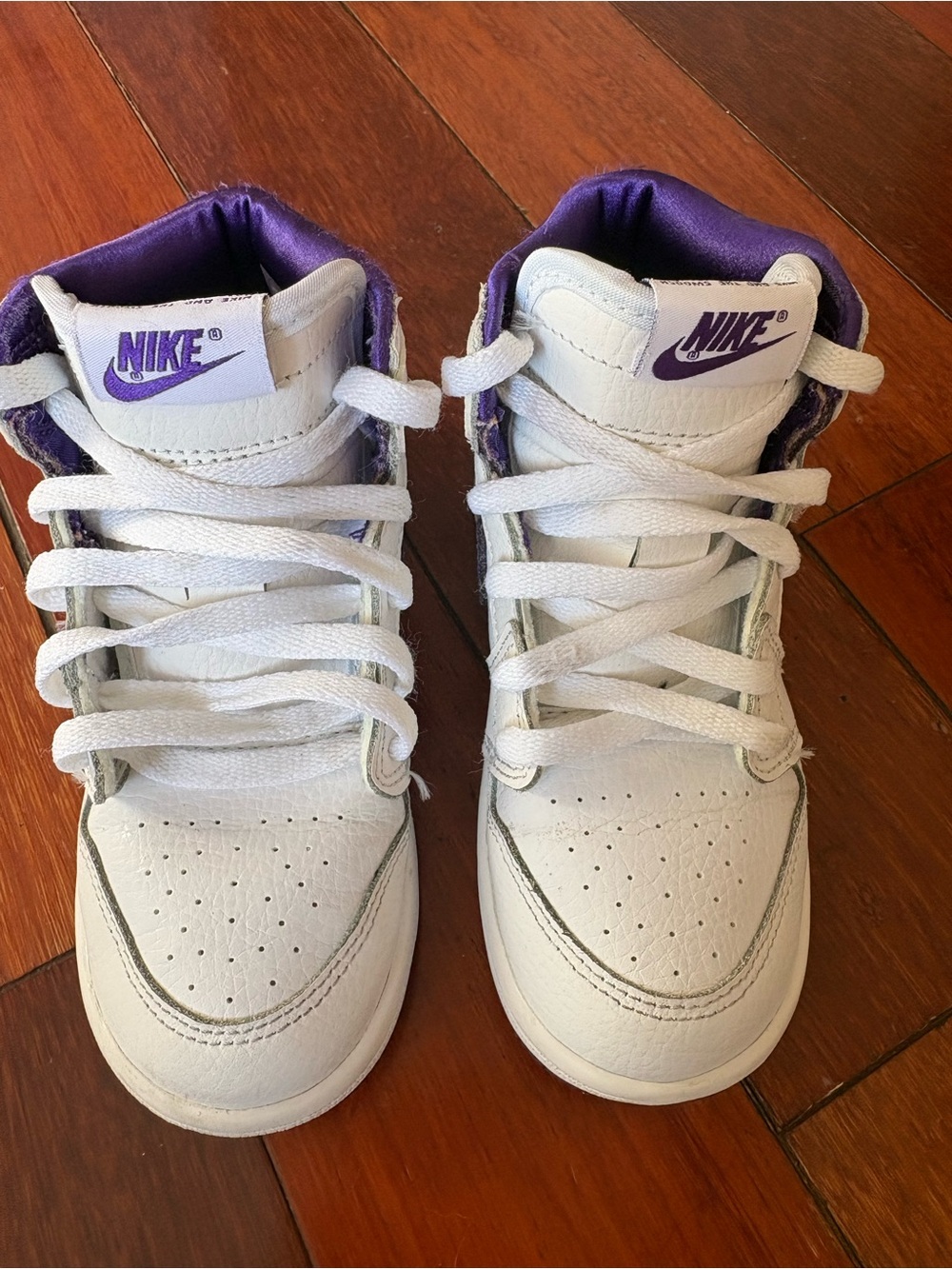 Nike Jordan 1 Retro White and Purple High-Top Sneakers